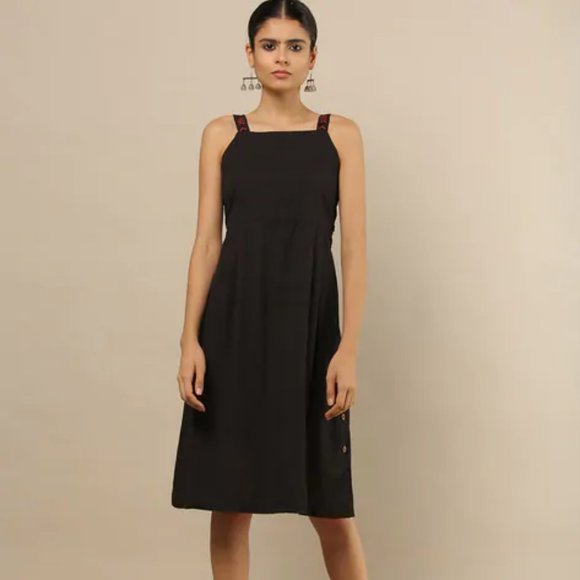 Black Strappy A-line Dress from India. BRAND NEW - Picture 2 of 8